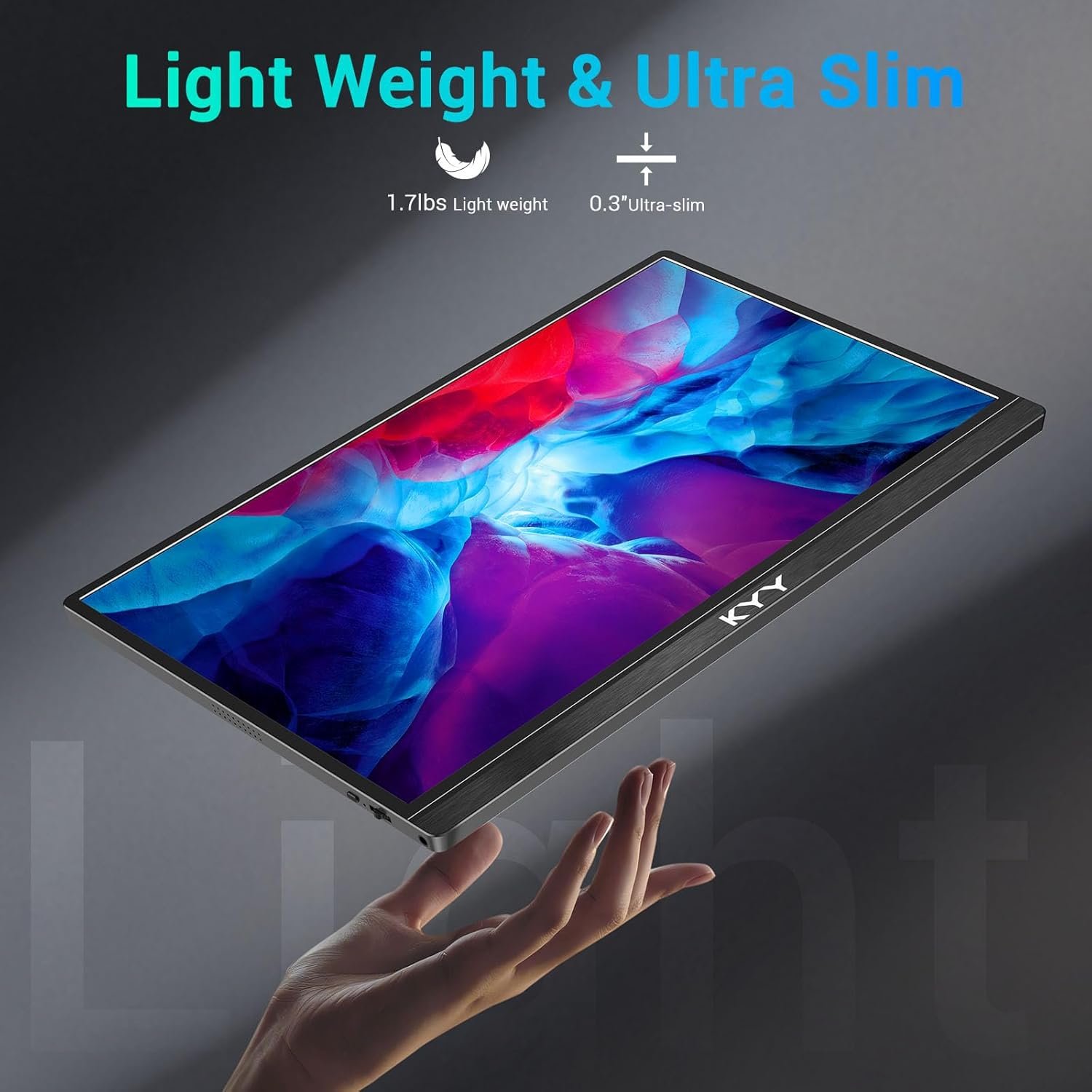 KYY Portable Monitor 15.6'' FHD 1080P USB C HDMI Gaming Monitor Ultra-Slim IPS Display w/Smart Cover & Speakers, Plug&Play, External Monitor for Laptop PC Phone Mac Xbox PS4 - Image 10