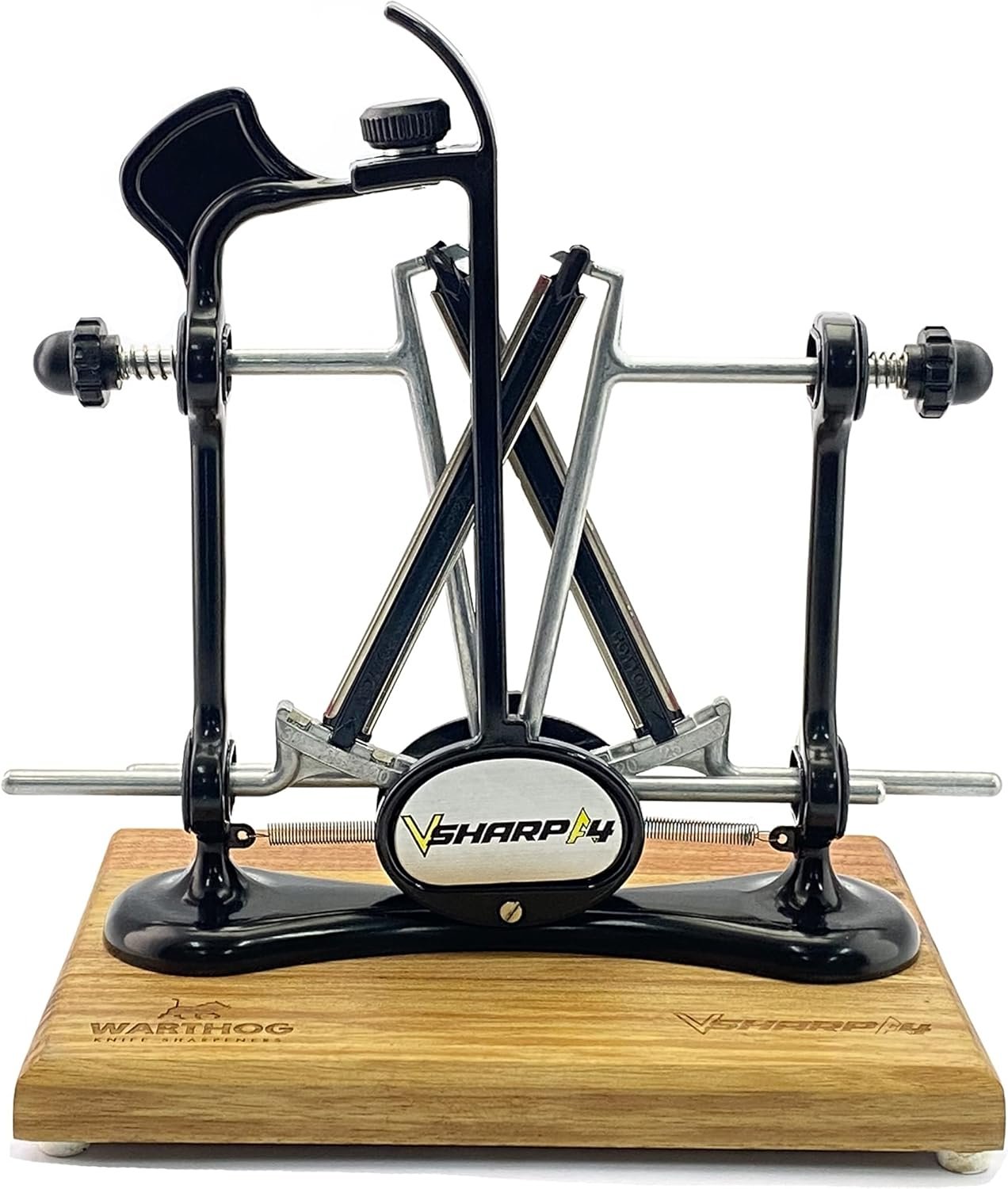 Warthog V-Sharp Elite Knife Sharpeners with Deluxe Wooden Base, 325 Grit Diamond Rods with Adjustable Angles, Professional Knife Sharpener System, Metal Frame Construction, Black - Image 3