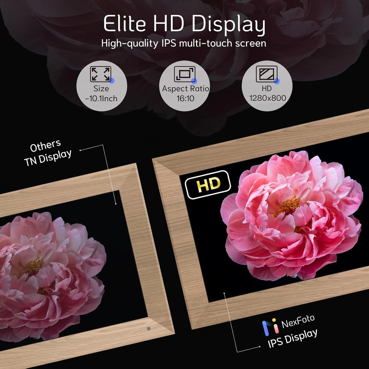 NexFoto Digital Picture Frame 10.1 Inch 32GB, WiFi Digital Photo Frame, Electronic Picture Frame with IPS Touch Screen, Light Sensor, Easy to Share Photos Video via App, Gifts for Mom Men - Image 6