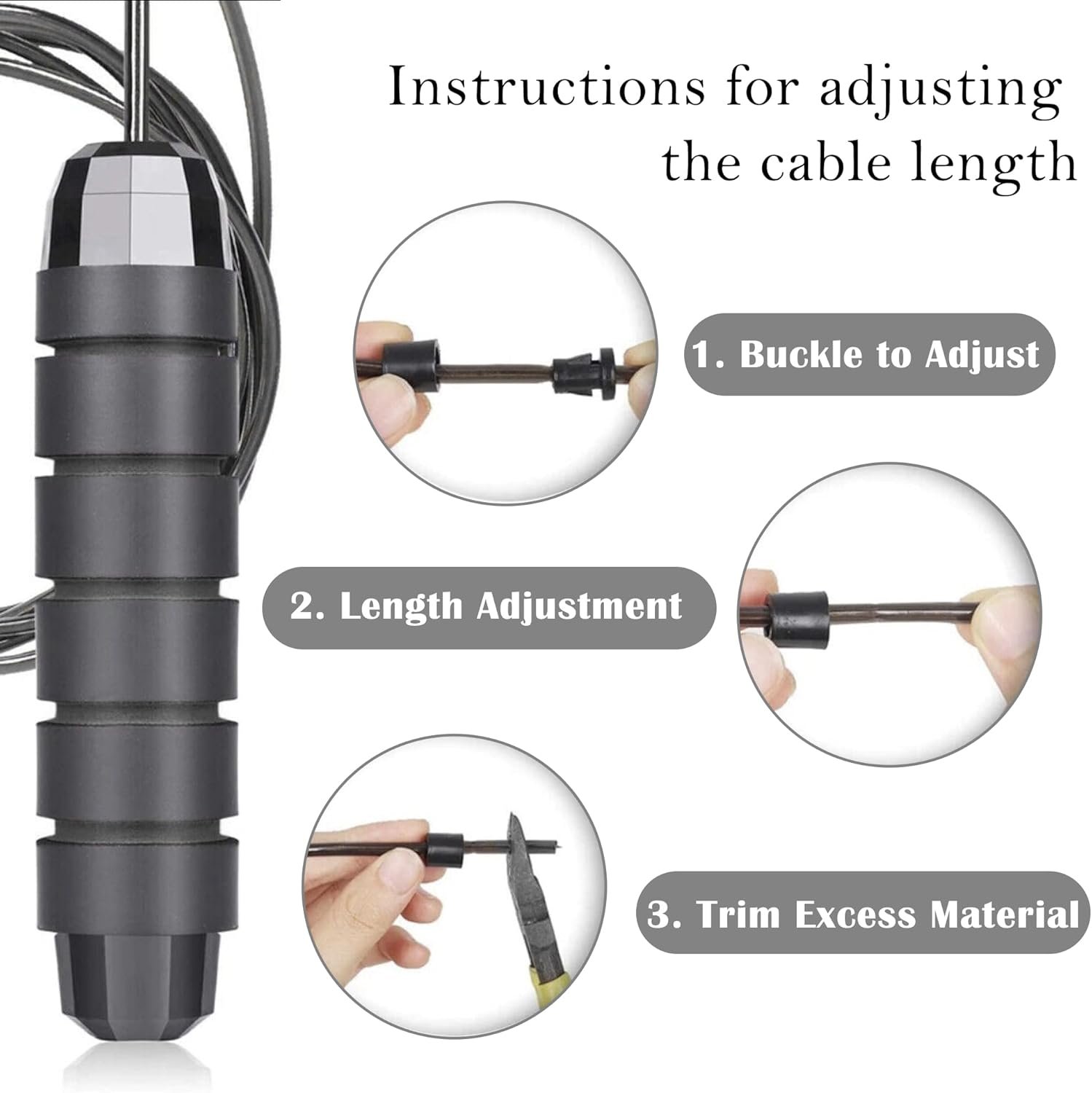 High-Speed Weighted Jump Rope, Adjustable with Ball Bearings, Foam Handles, Black, 2 Pack - Image 7