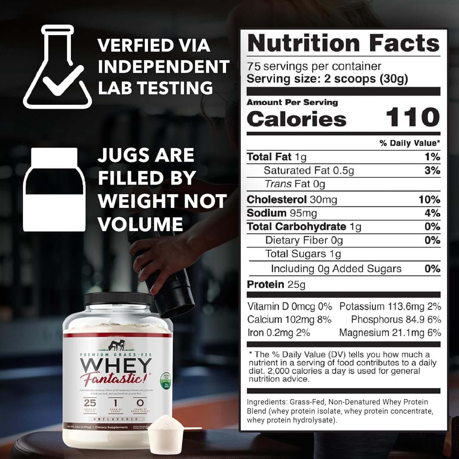 Whey Fantastic Unflavored - 100% Natural Grass Fed Whey Protein Powder - Unique 3-Whey Blend of Whey Isolate, Concentrate & Hydrolysate Provides 25g of Protein per Serving - 5lb - 75 Servings - Image 7