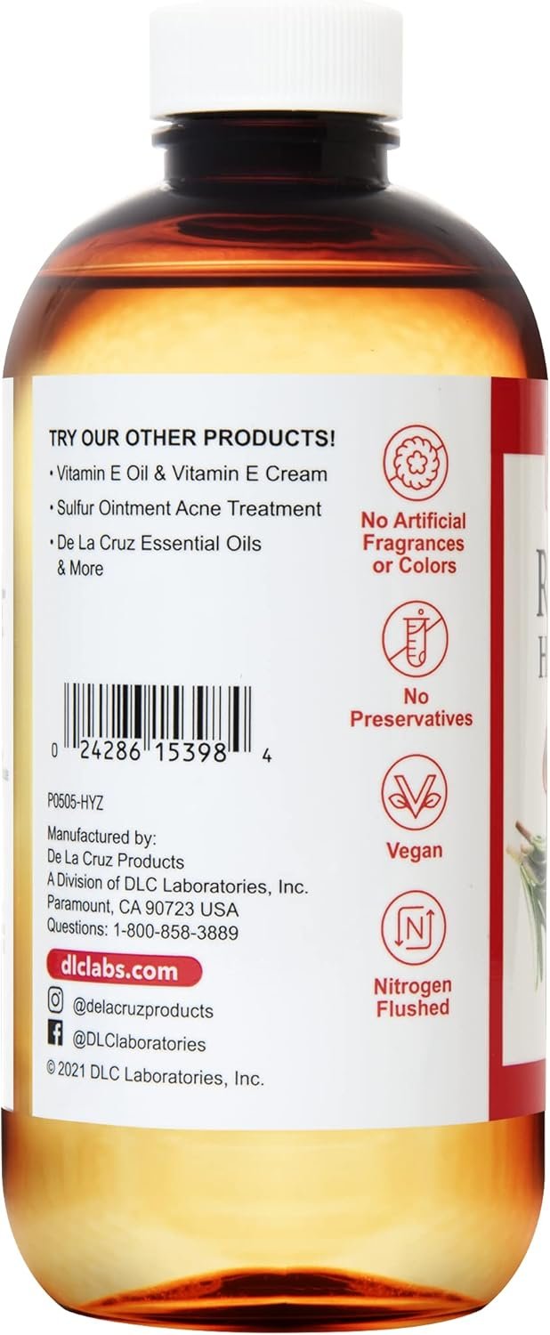 De La Cruz Rosemary Oil Blend Moisturizer with Castor, Avocado and Olive Oil - Topical Use Only 8 FL. OZ. (236 mL) - Image 4