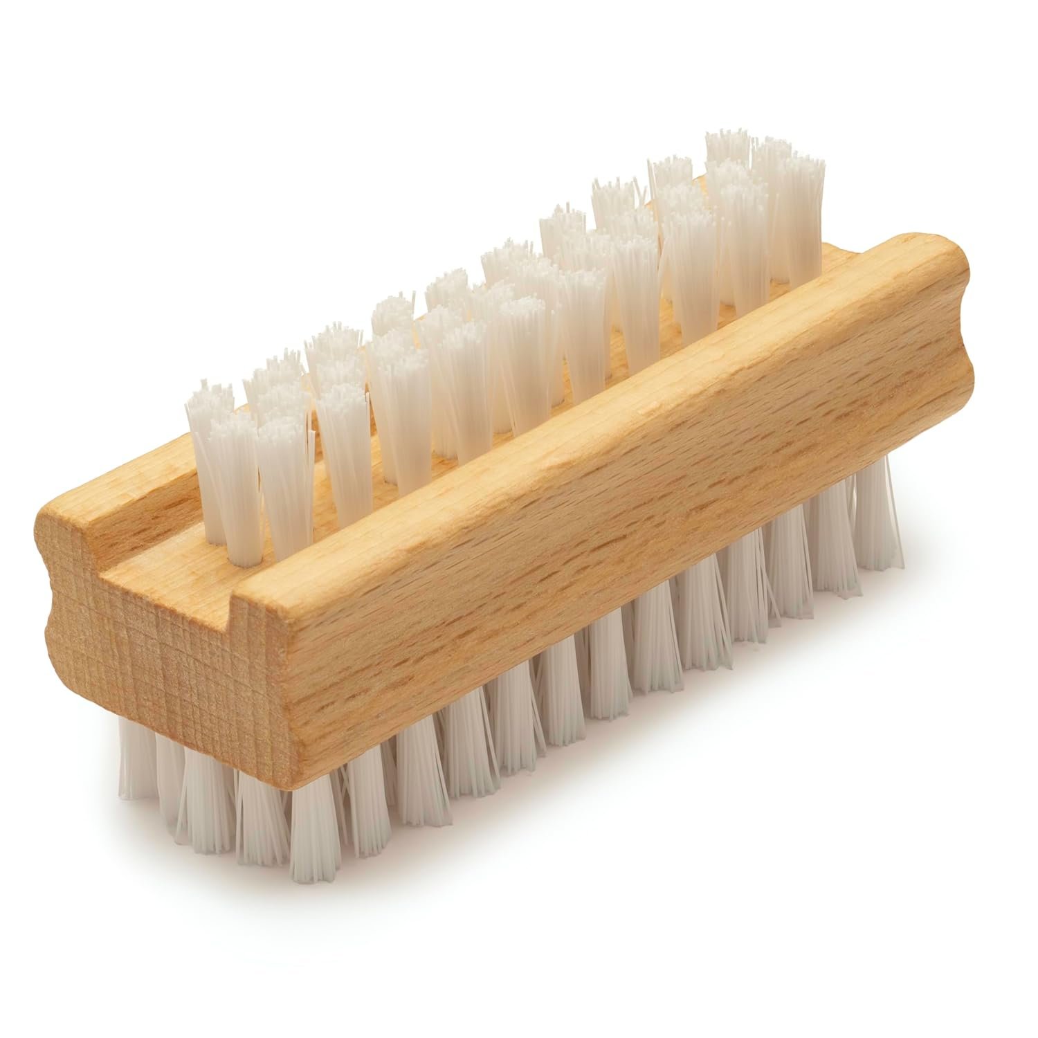 Konex Non-Slip Wooden Two-sided Hand and Nail Brush. Fingernail Brush for Nail Cleaning and Scrubbing. Heavy duty Stiff Nail Brush for Travel. Mechanic hand scrub brush with molded grip. - Image 2