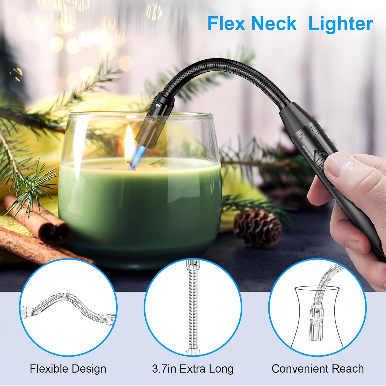 Torch Lighter Refillable Butane Lighter Long Flexible Neck Multipurpose Lighter for Candles Grill BBQ Fireplaces Kitchen Camping (No Prefilled) - Image 3