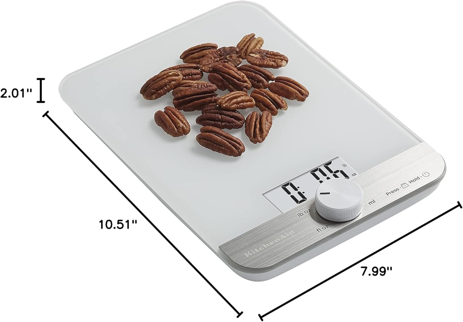 KitchenAid KQ908 Glass Surface 11 Pound Capacity Digital Kitchen and Food Scale, White - Image 9