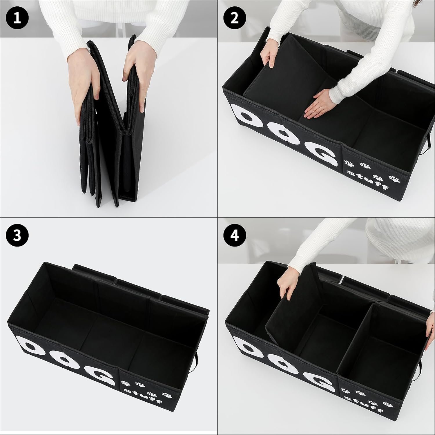 Qozary Dog Toy Storage Box - Large Dog Toy Bin, 3 Grids Dog Toy Storage Basket With Lid, Foldable Storage Bin for Dog Toys, Dog Toy Basket for Pet Supplies, Perfect To Keep Your Dog Toys Organized - Image 5