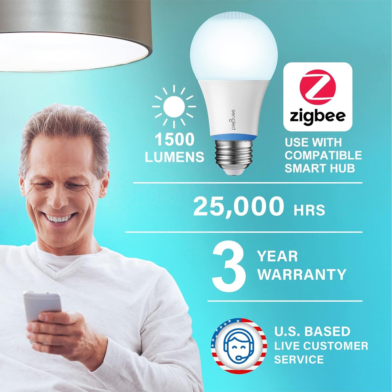 Sengled Smart Light Bulbs 100W, Zigbee Hub Required, Extra Bright Smart Bulbs Work with Alexa, Google, SmartThings, Echo 4th, Echo Show 10, Echo Plus, Dimmable A19 LED Light 5000K 1500LM, E26 1 Pack - Image 3