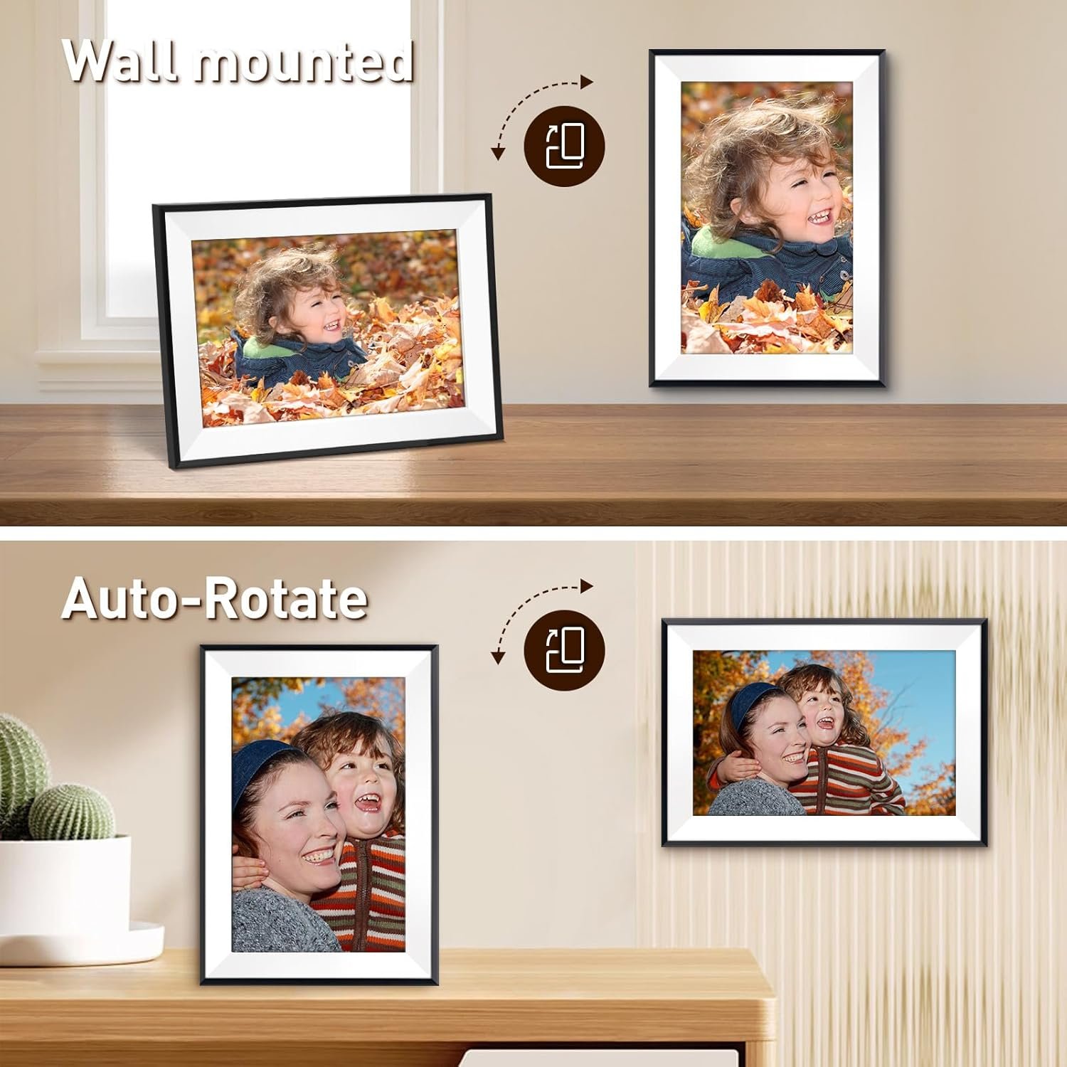 10.1" WiFi Digital Picture Frame, Digital Photo Frame with 1280x800 HD IPS Touch Screen, 32GB Memory,Auto-Rotate, Wall Mounted, Easy Setup,Send Photos/Videos from Phone via Uhale App, White - Image 8
