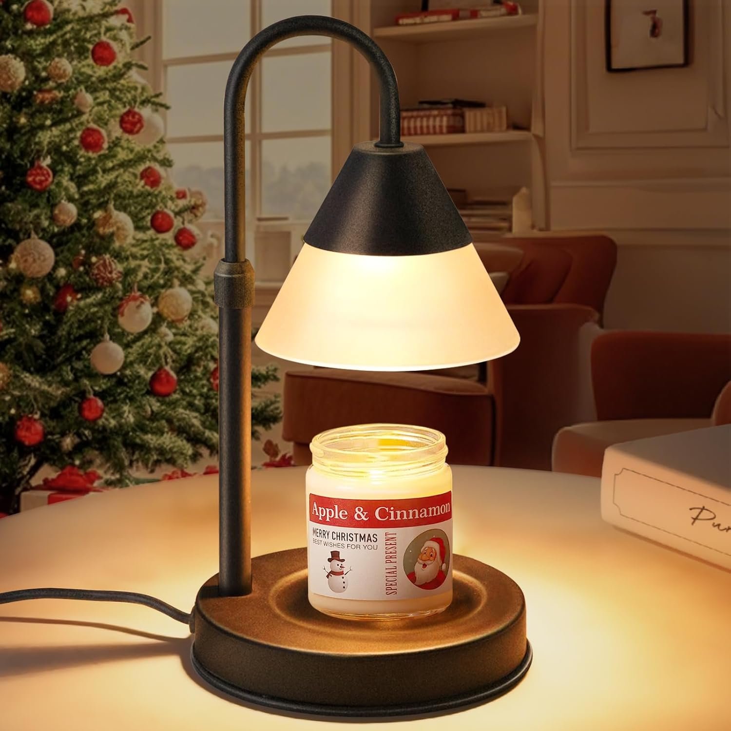 Dimmable Candle Warmer Lamp with Timer, Adjustable Candle Lamp Warmer for Bedroom Living Room Home Decor, Modern Electric Candle Warmers Christmas Birthday Gifts for Women Men, Black - Image 2