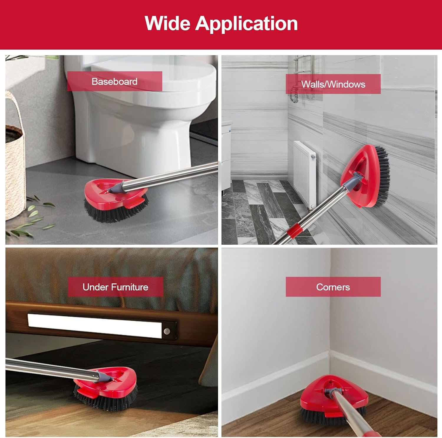 Spin Mop Scrub Brush with Mop Head Base Compatible for O Cedar EasyWring 1-Tank System, Floor Scrubber Mop Head Replacement Cleaning Brush for Bathroom, Kitchen, Tub and Tile, Spin Mop Attachments - Image 5