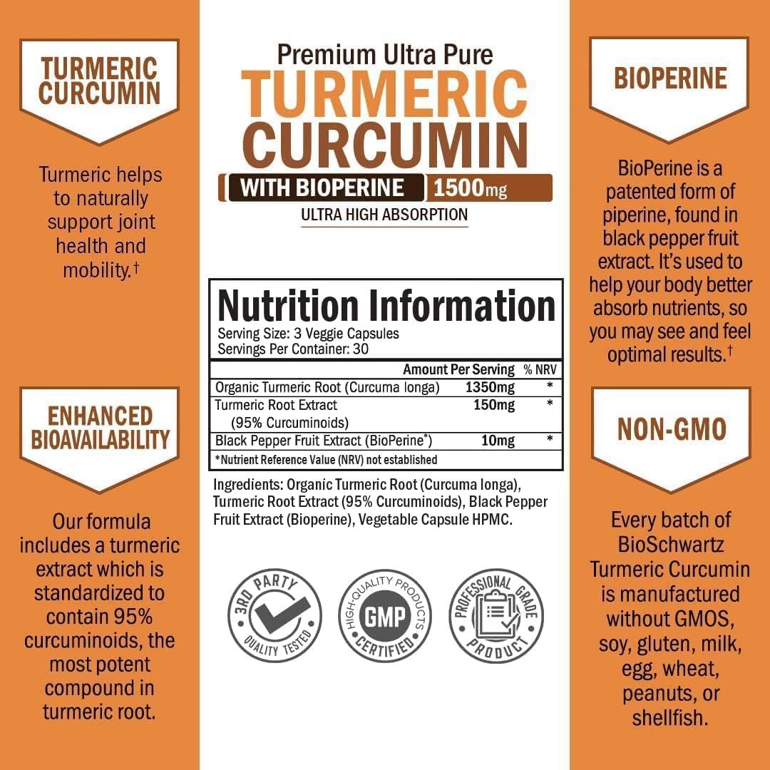 40 Billion CFU Daily Probiotic Supplement (1 Month Supply) Plus Turmeric Curcumin with Black Pepper Extract 1500mg Complex (1 Month Supply) - Image 3