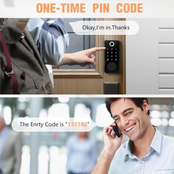 Smart Fingerprint Door Lock, Keyless Entry Door Lock, Smart Electronic Deadbolt Door Lock, Biometric Door Knob, Digital Code Door Lock with Keypad - Image 6