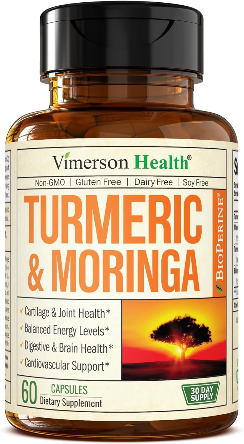 Turmeric Curcumin & Moringa Leaves Extract with Black Pepper. Joint Support Supplement with Tumeric (95% Curcuminoids), Bioperine & Moringa Oleifera Leaf for Joints, Digestion & Energy. 60 Capsules - Image 2
