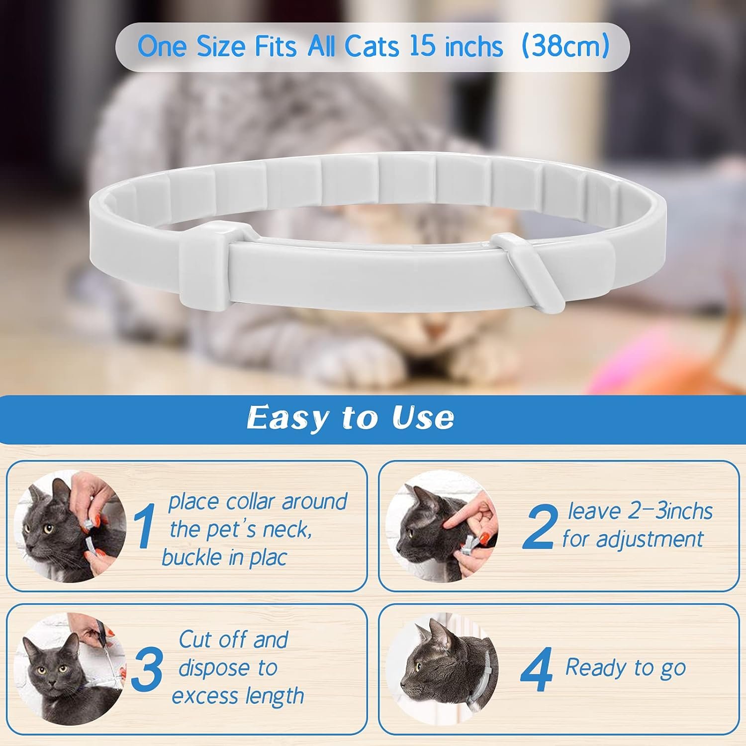 Cat Calming Collar 2 Pack Pheromone Calm Anxiety Collar for Cats and Kittens Stress Reliever Relaxing Comfortable Collar Breakaway Design Gray/Black - Image 6