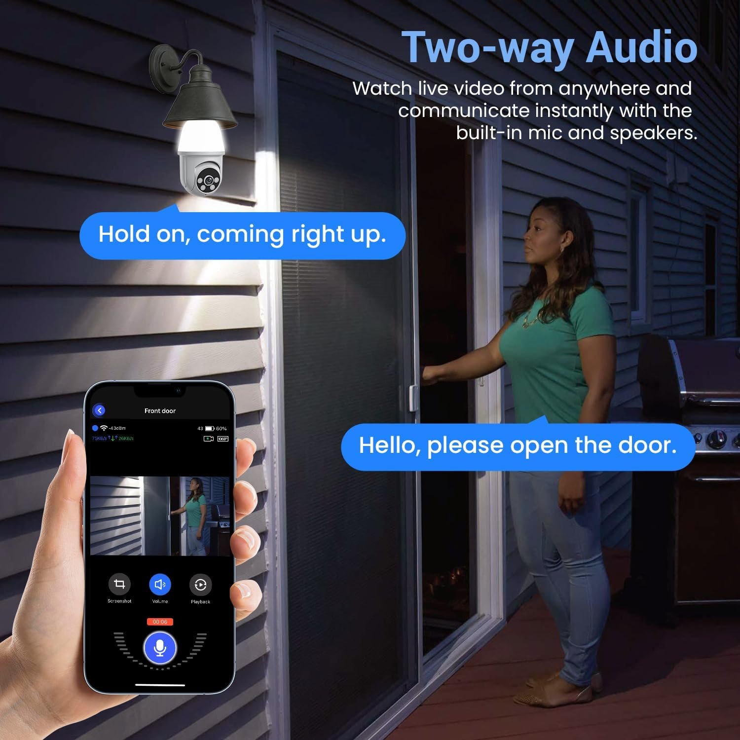 1080P Light Bulb Security Camera, 2.4GHz WiFi Only, 2-Way Talk, Color Night Vision, AI Human Detection for Indoor/Outdoor Home Security (with LED Bulb), Cloud Storage Sold Separately - Image 5