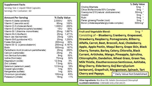 120 Multivitamin Fruit and Vegetable Liquid Capsules, Loaded Multivitamins, Supplements, Multiple Vitamin has Joint Heart Brain Antioxidants, Daily Women Men Senior Adult Multi Vitamins - Image 10