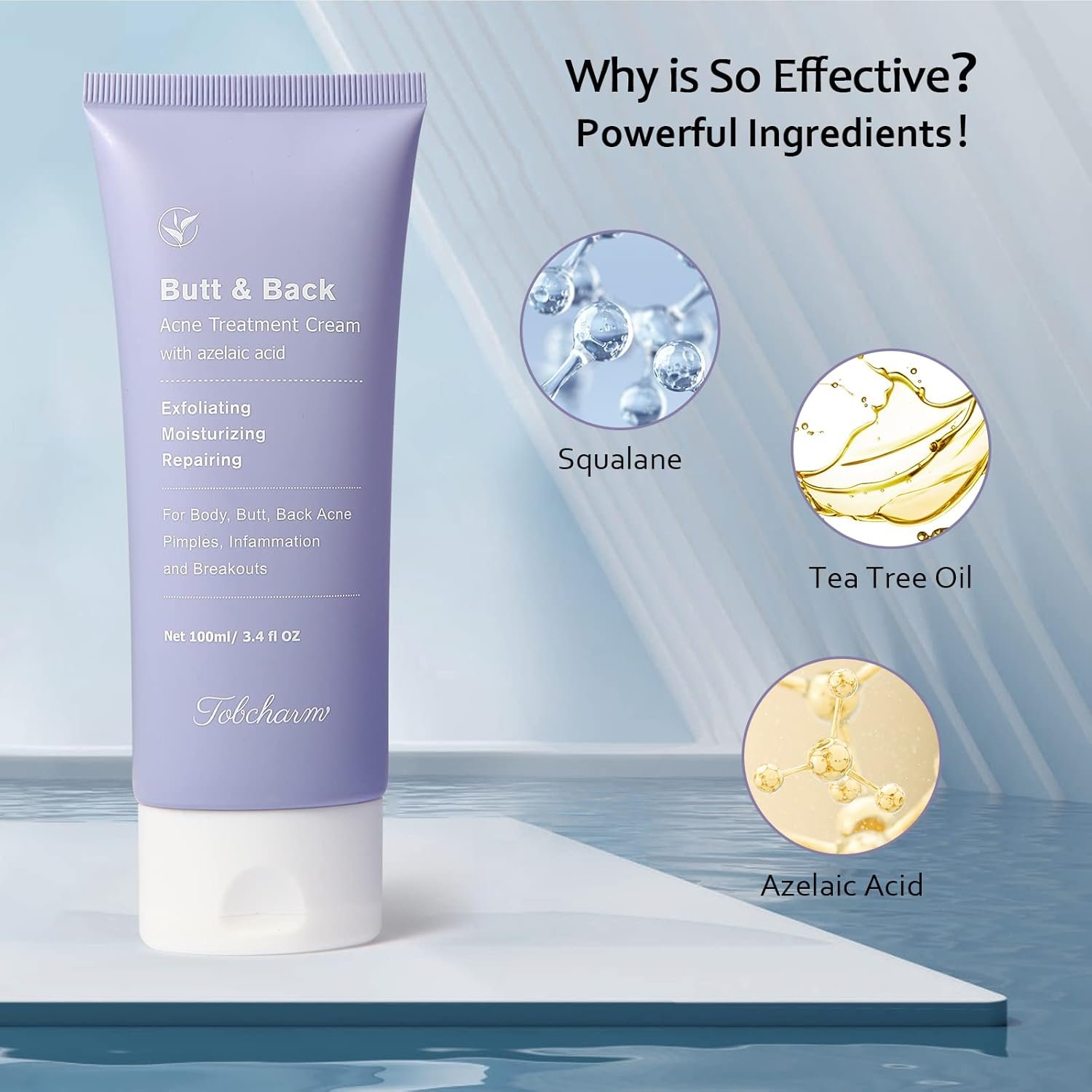 Butt Acne Clearing Treatment, Maximum Strength Body Cream for Back, Buttocks, Thigh & Chest Acne Removal, Skin Clearing Lotion for Men & Women, Foaming Cleanser for Bacne & Cystic Acne - Image 5