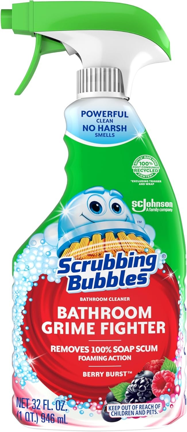 Scrubbing Bubbles Bathroom and Shower Cleaner Spray, Foaming Action Bathroom Grime Fighter Removing Soap Scum, Berry Burst Scent, 32oz - Image 2