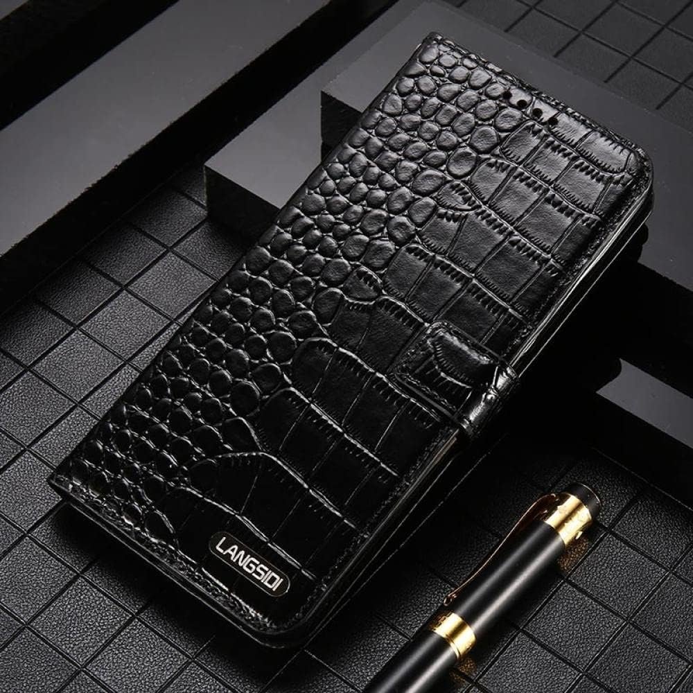 Luxury Crocodile patternLeather Magnetic Phone Flip Case for iPhone 12 11 13 14 Pro Max 13 Mini X XS XR 6 6s 7 8 Plus SE 2020 Card Slot Cover,Black,for iPhone 13 - Image 2