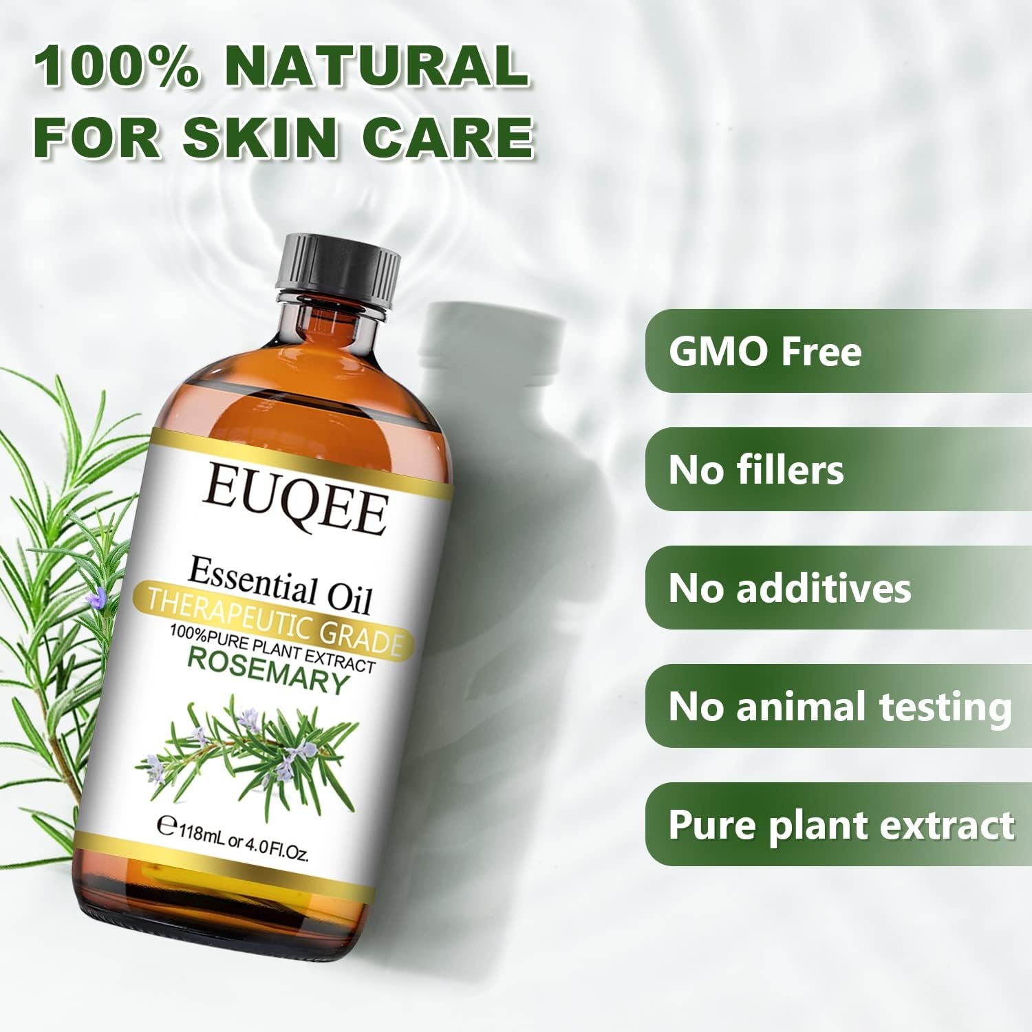 EUQEE Rosemary Essential Oil 118ml Pure Rosemary Oil with Glass Dropper for Aromatherapy, Diffuser, Soap & Candle Making - 4Fl.Oz - Image 3