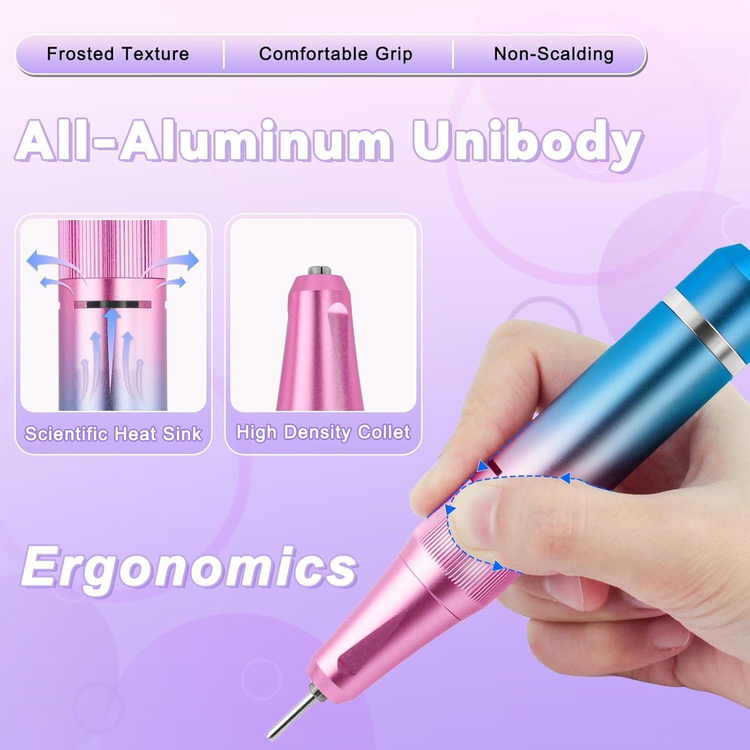 Electric Nail Drill Professional Kit, 40,000 RPM Portable Nail Drill | Rechargeable 3000mAh Electric Nail File with LED Display for Acrylic Nails, Gel Polishing, Salon & Home DIY - Image 4