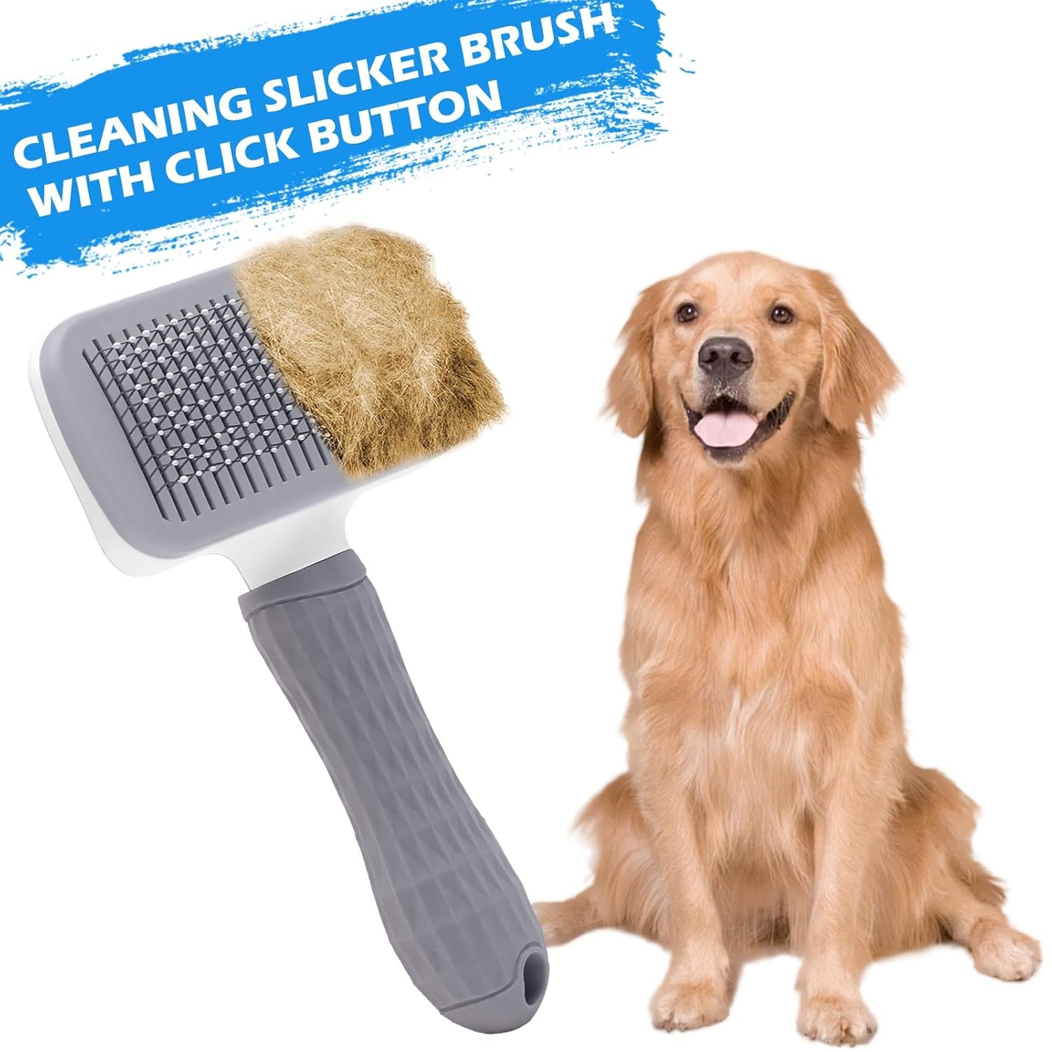 Dog Grooming Kit, Includes 7PCS Deshedding Brush, Pin Brush, Flea Comb, Metal Comb, Bath Brush, Nail Clipper and File, for Small, Medium and Large Dogs (Grey) - Image 4