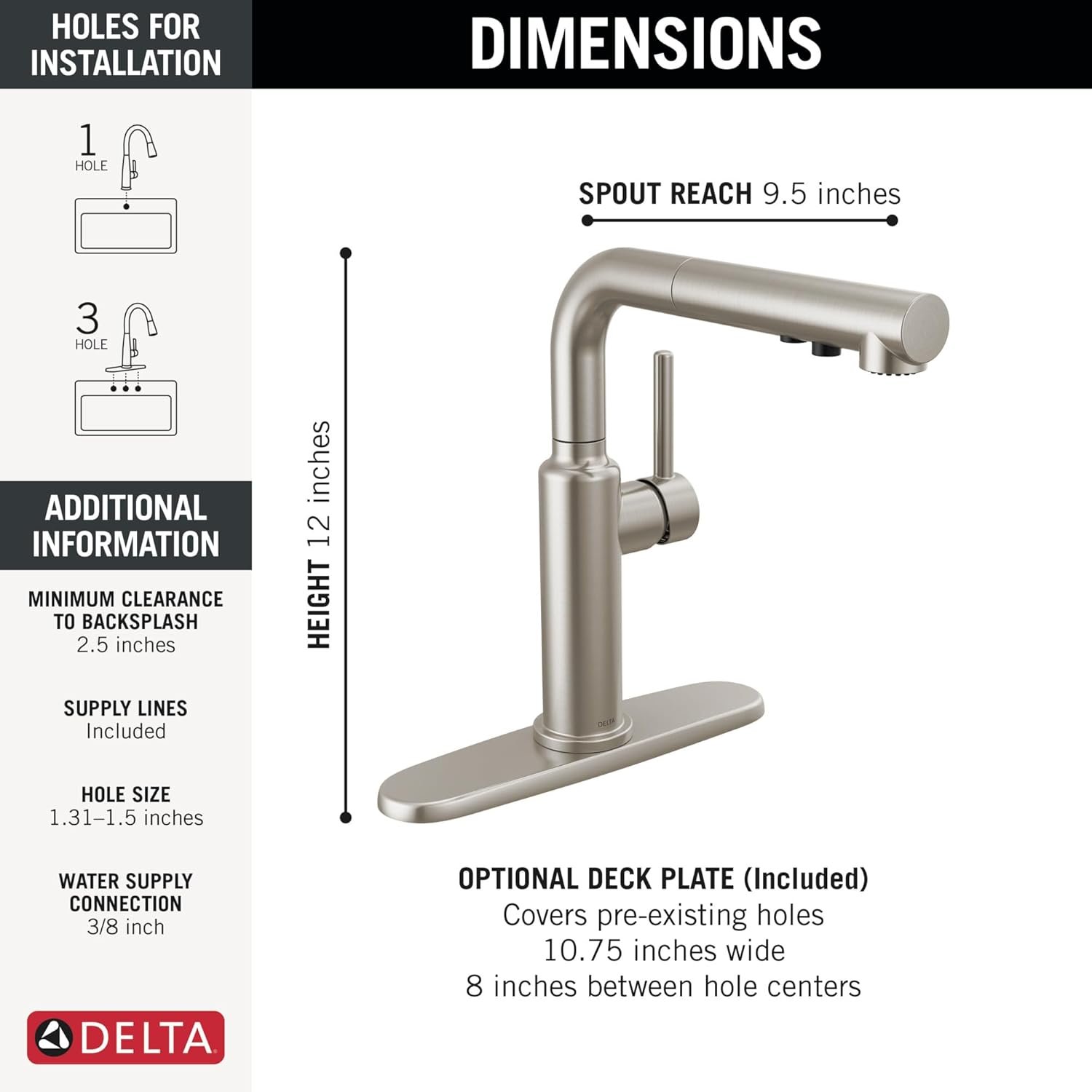 Delta Faucet Daneri Pull-Out Kitchen Faucet, Brushed Nickel Kitchen Faucets with Pull-Out Sprayer, Kitchen Sink Faucet, Faucet for Kitchen Sink with Magnetic Docking, Stainless 16879-SS-DST - Image 5