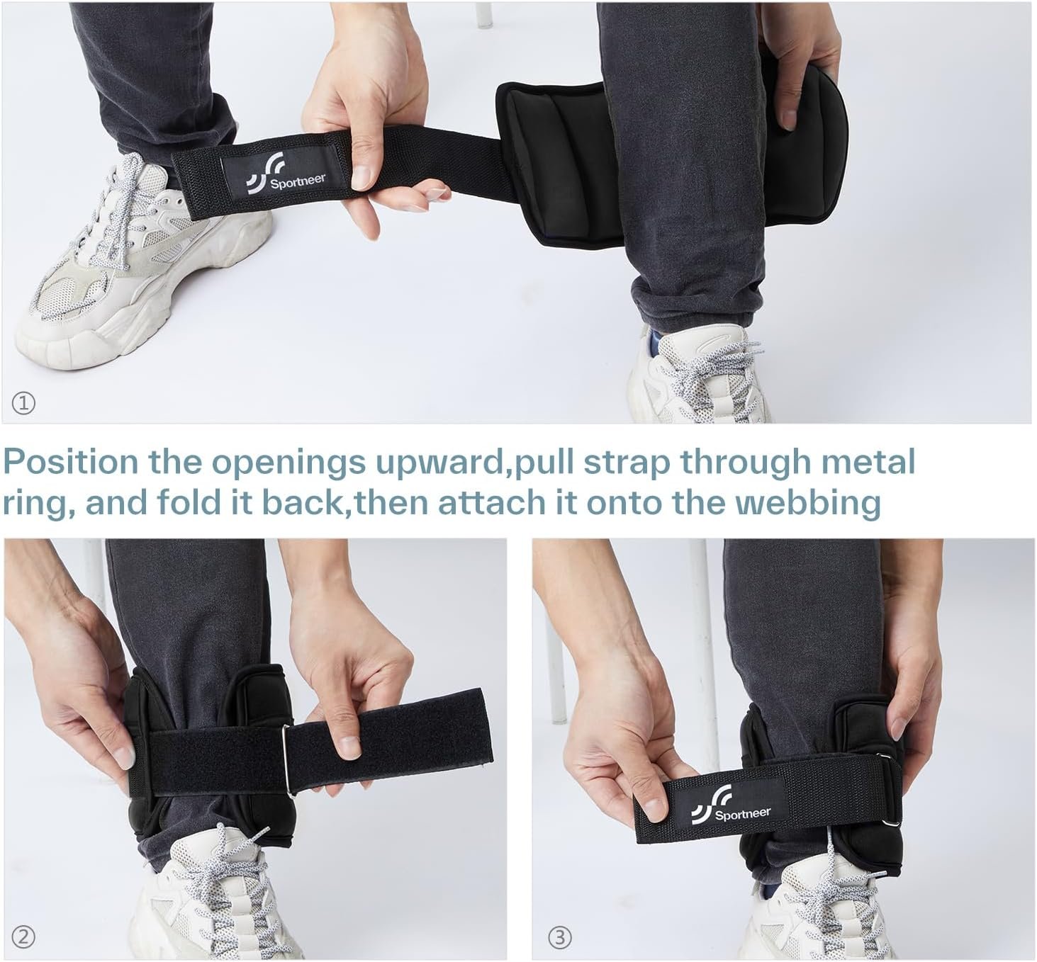 Sportneer Adjustable Ankle Weights 1 Pair 2 4 6 8 10 Lbs Leg Weight Straps for Women Men, Weighted Ankle Weights Set for Gym,Fitness, Workout,Walking, Jogging,1-5 lbs Each Ankle, 1 Pair 2-10 lbs - Image 8