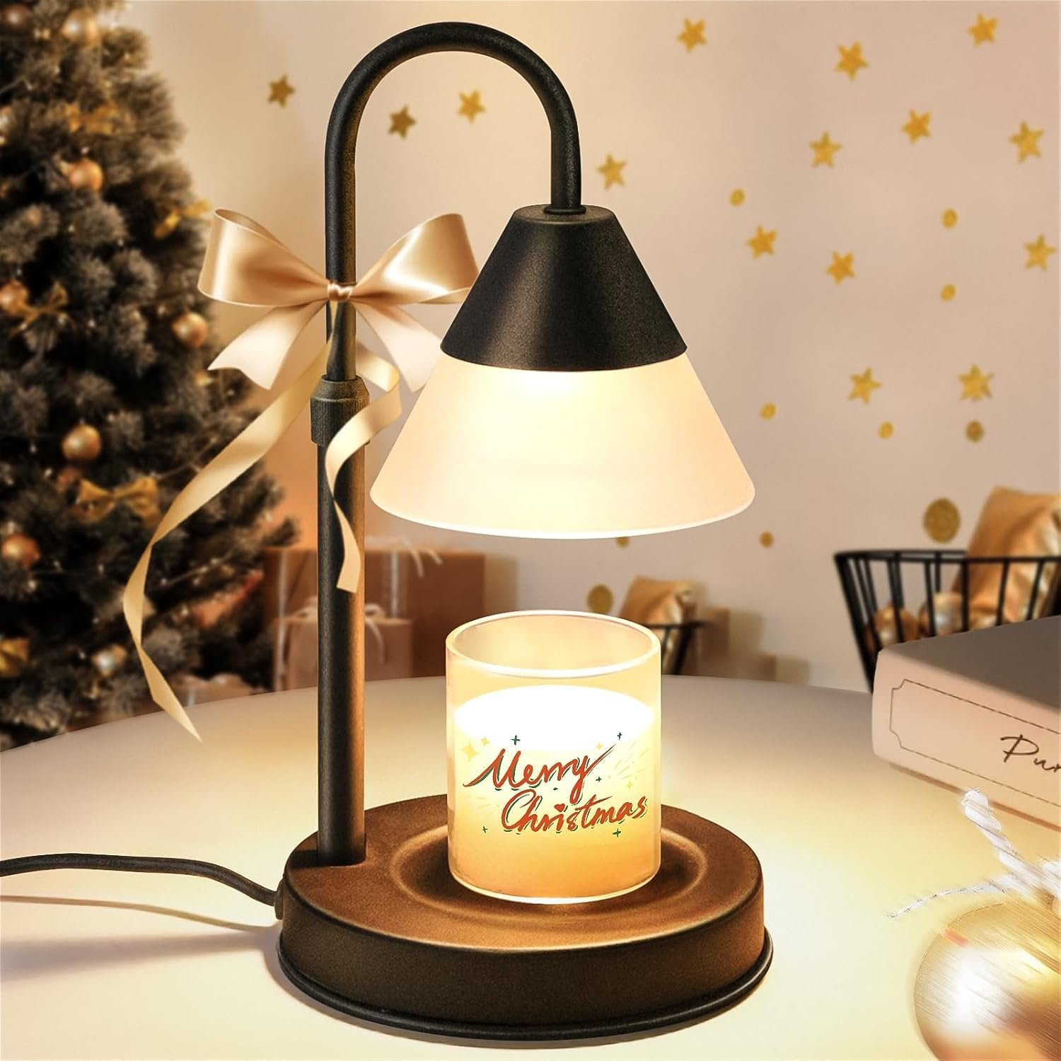 Dimmable Candle Warmer Lamp with Timer, Adjustable Candle Lamp Warmer for Bedroom Living Room Home Decor, Modern Electric Candle Warmers Christmas Birthday Gifts for Women Men, Black - Image 9