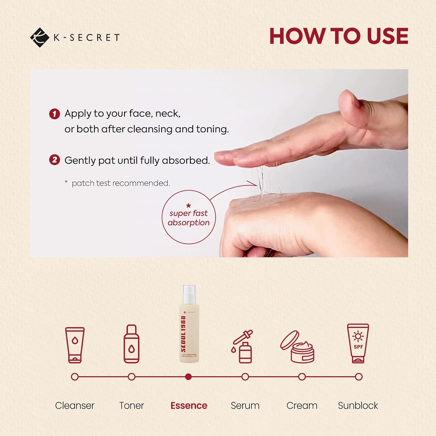 K-SECRET Snail Mucin Essence Serum: 97% Snail Secretion with Rice Ferment Filtrate and Rice Extract for Skin Hydration Soothing and Balancing - SEOUL 1988 Korean Skincare 100mL - Image 6