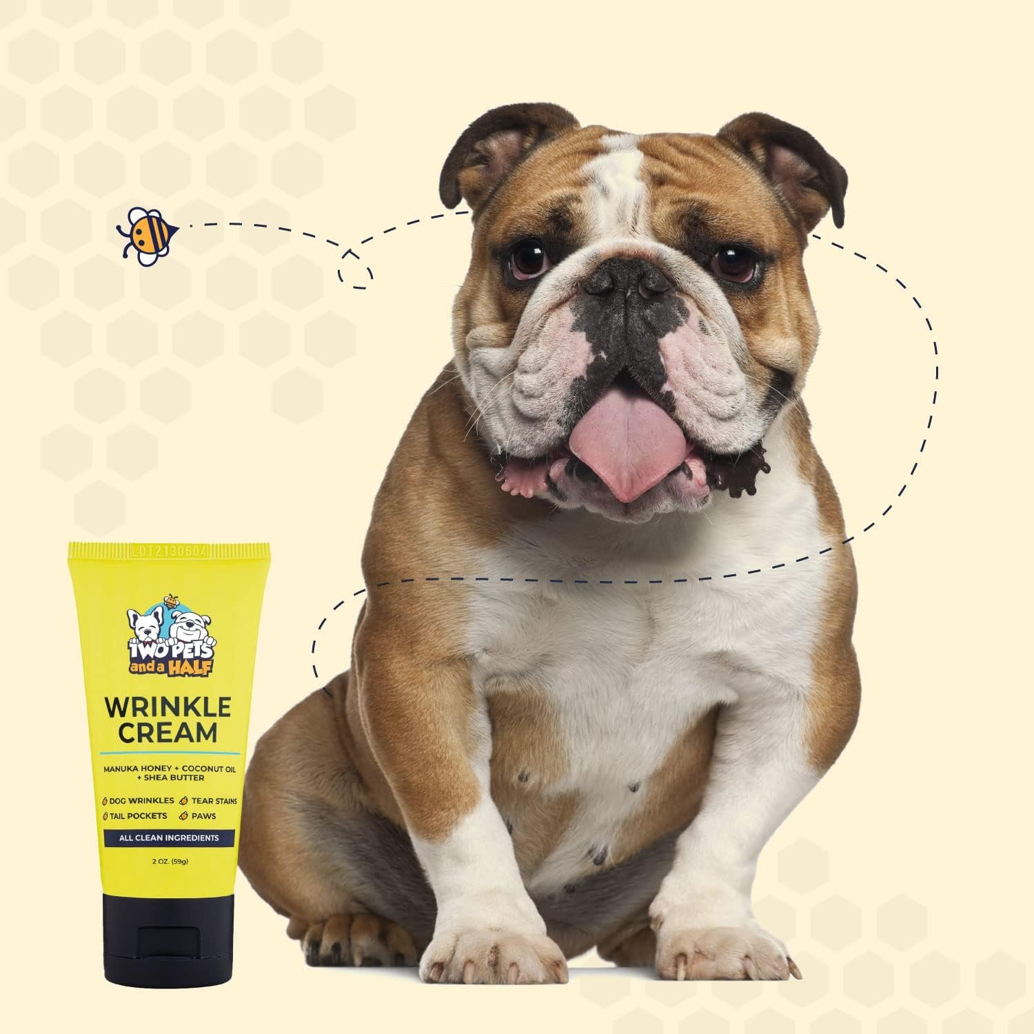 Wrinkle Paste for Bulldog (2 oz)+Wrinkle Wipes (50 Wipes)Wrinkle Cream for French Bulldog, English Bulldog, Pug & Frenchie-Dog Rash Cream for Clean & Healthy Skin. Made In USA-Bulldog Wrinkle Cleaning - Image 10