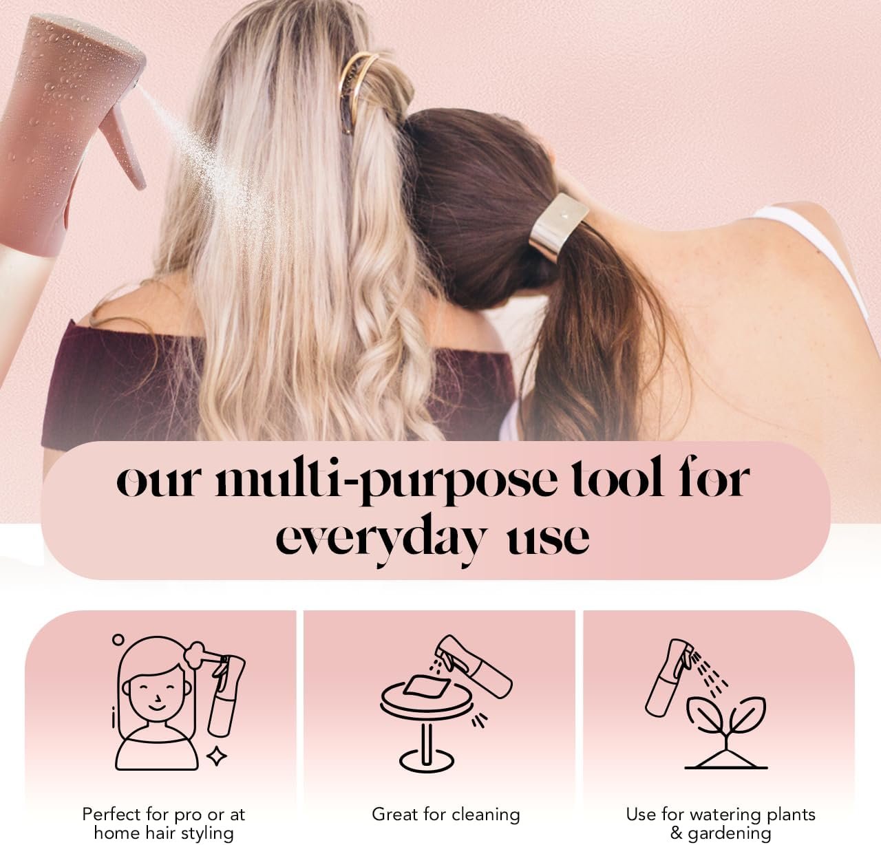 Kitsch Spray Bottle for Hair - Continuous Water Mister with Ultra Fine Mist for Hairstyling, Barbers, Salons, Cleaning, Plants, Versatile Spray Bottles - Made from Recycled Plastic - Terracotta, 5 oz - Image 6