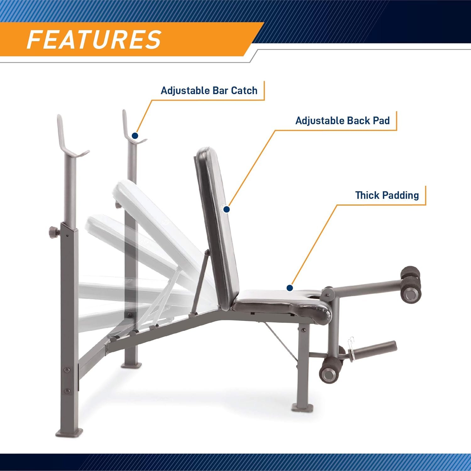 Marcy Competitor Adjustable Olympic Weight Bench with Leg Developer for Weight Lifting and Strength Training CB-729, Black - Image 4