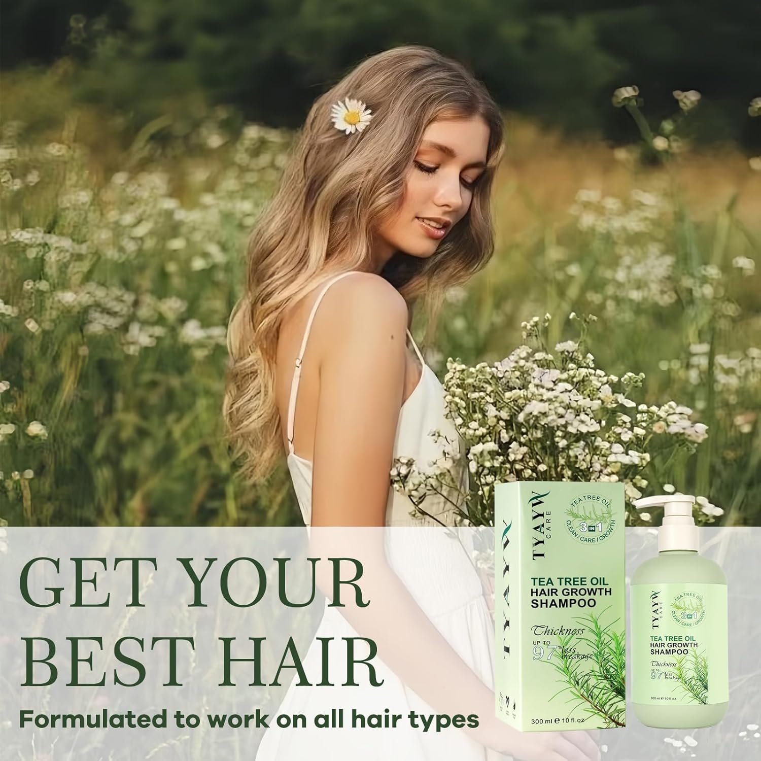 Rosemary Hair Growth Shampoo 3-In-1, Tea Tree Thickening Shampoo for Hair Regrowth, Strengthening Mint Biotin Shampoo for Thinning Hair and Hair Loss Soothes Scalp for Men & Women, 300ml - Image 9