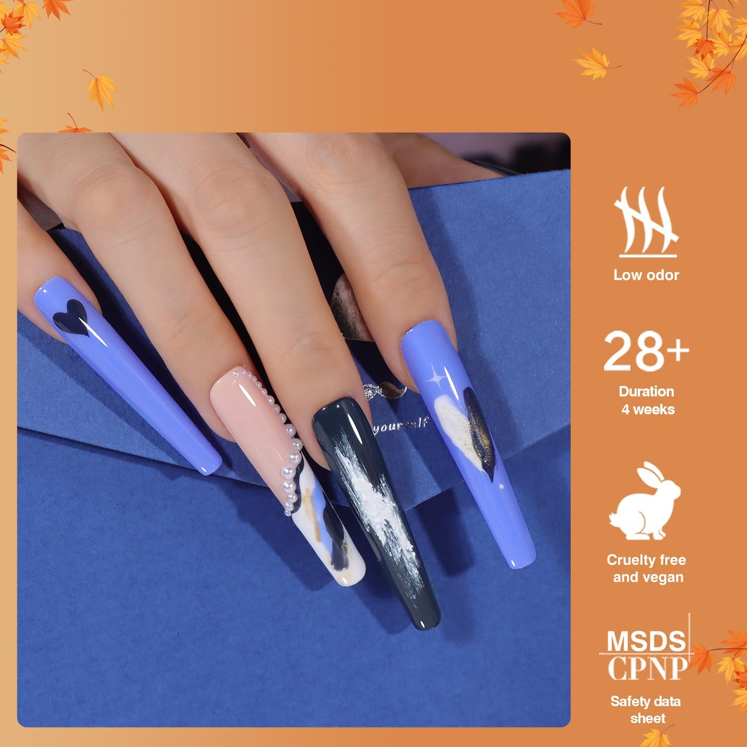 beautilux Gel Nail Polish, 12 Pcs Dark Blue Green Orange Fluorescent Pink Gold Glitter Gel Polish Kit, Soak Off UV Nail Gel Polish Manicure for Nail Art DIY Salon at Home - Image 4