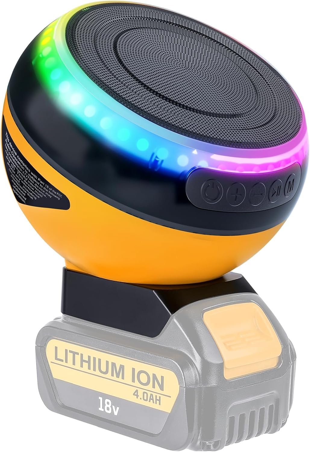 Bluetooth Speakers for Dewalt 20V Max Battery,Portable Speaker Wireless with HD Sound,BT5.3,TWS Pairing,Dynamic RGB Color,52 ft Range for Jobsites,Outdoor,Home Party,Camping - Image 2