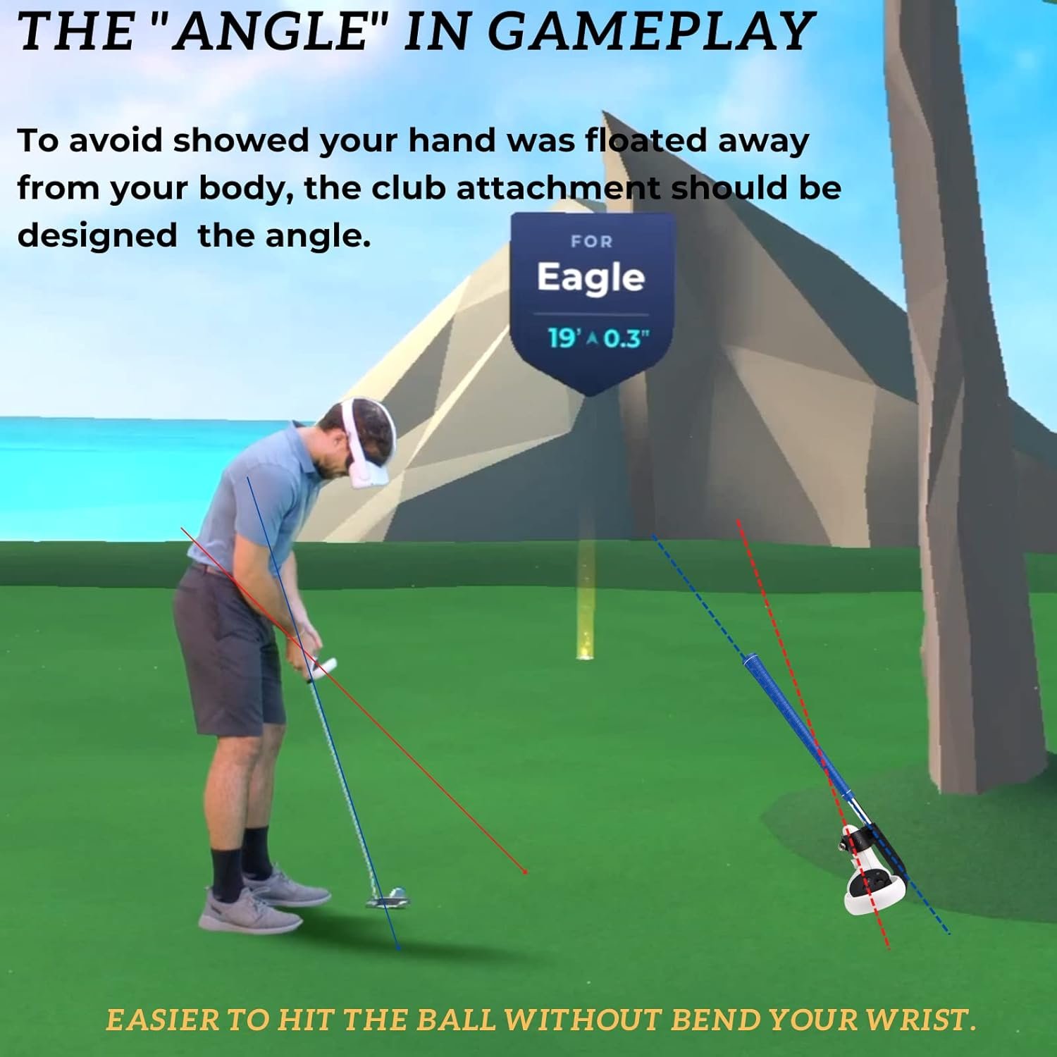 VR Golf Putter Grip Extension Handle for Oculus Quest 2 Right and Left Controllers for Games Accessories Golf+ Golf 5 eClub Mini Golf exVRience Golf Club Black Hole Pool - Image 6