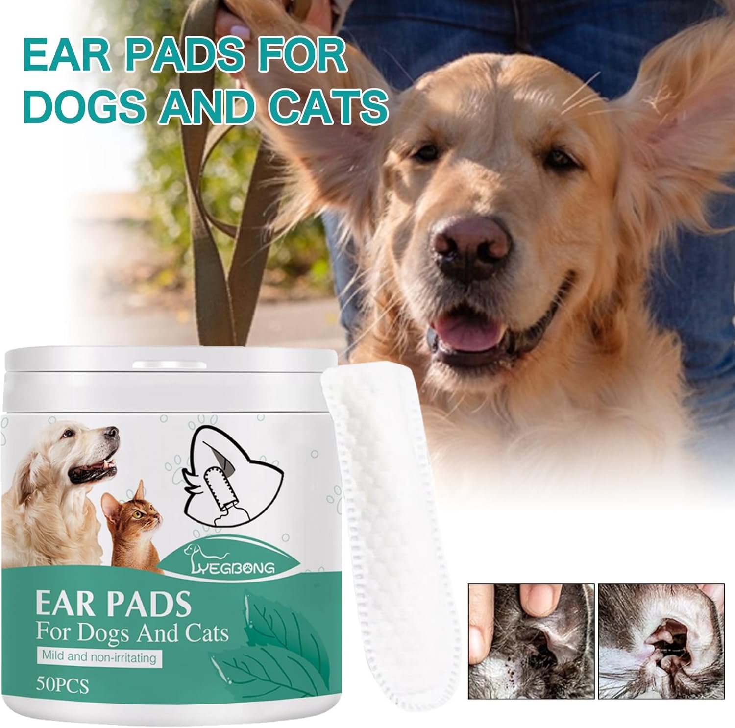 Ear Finger Wipes for Dogs & Cats - Gently Remove Ear Wax, Debris Sooths Relieve Ear - 50 Count - Image 4