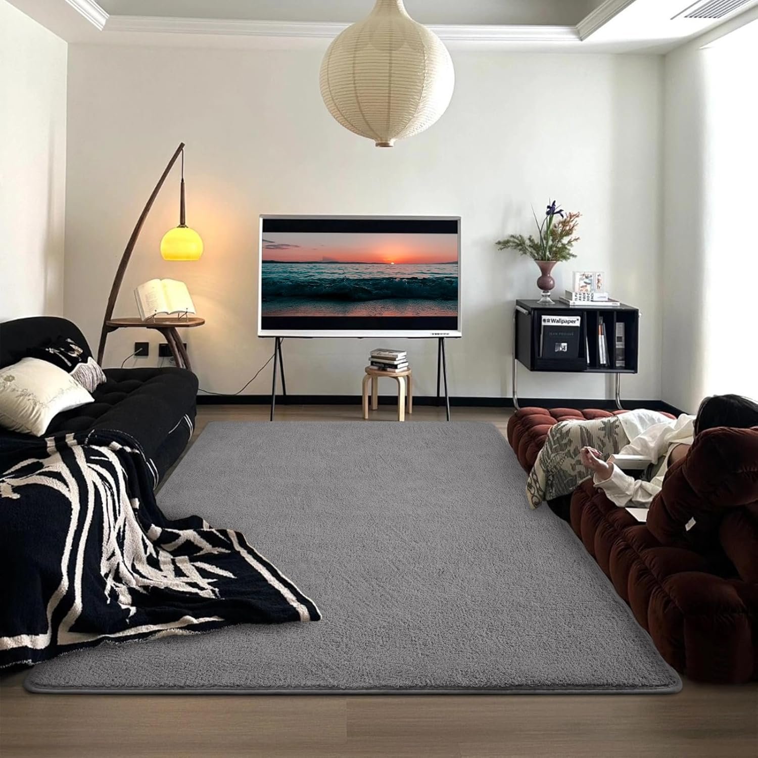 DweIke Large Area Rugs for Bedroom Living Room, 6x9 ft Thickened Memory-Foam Indoor Carpets, Minimalist Style Carpet Suitable for Boys Girls and Adults with Super Soft Touch, Washable Rug, Grey - Image 5