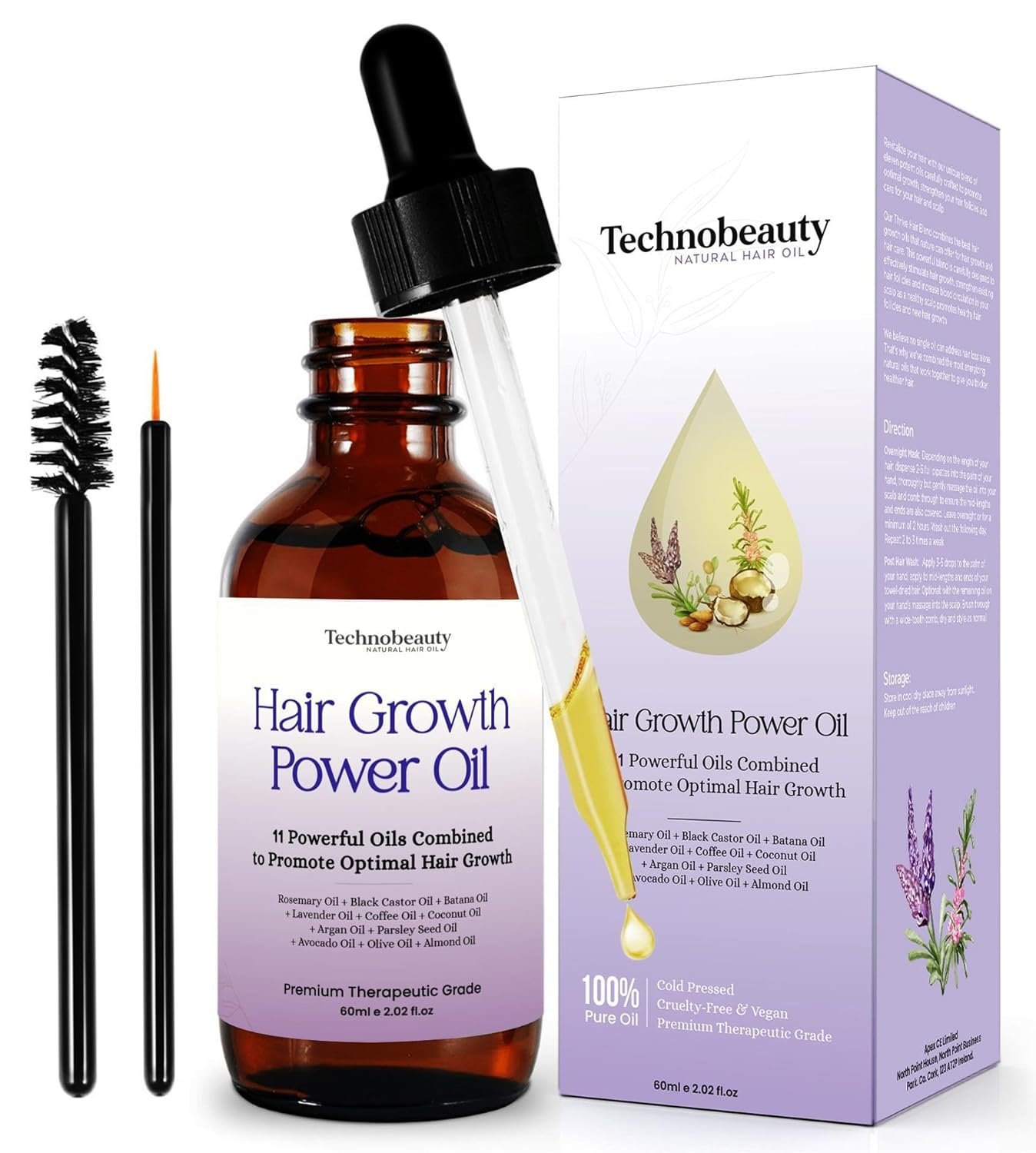 100% Pure Rosemary Oil + 11 Natural Oils for Hair Growth – Includes Black Castor, Batana, Lavender, Coffee, Coconut, Argan, Avocado, Olive, Almond & More -Ultimate Hair Care for Stronger, Thicker Hair - Image 2