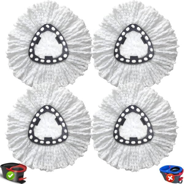 4 Pack Spin Mop Replacement Head Compatible with O-Cedar EasyWring 1 Tank Mops,Microfiber Mop Refills,Easy to Install and Replace,Machine Washable,Also for Sensitive Floors - Image 2