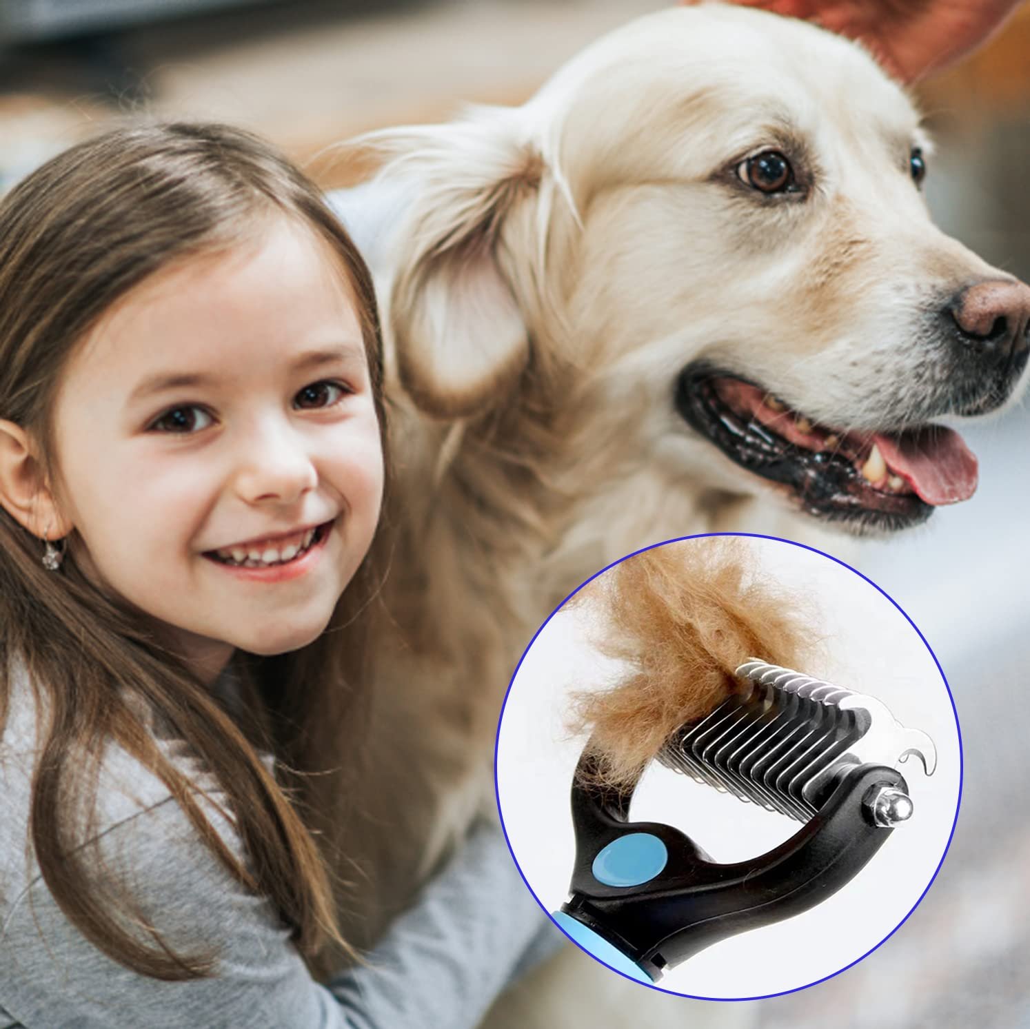 TAN.G Pet Deshedding Brush,2 Sided Undercoat Rake for Dogs & Cats,Dog Grooming Rakes Tools for Mats & Tangles Removing,Effectively Reduces Shedding by up to 95% for Short Medium and Long Pet Hair - Image 4
