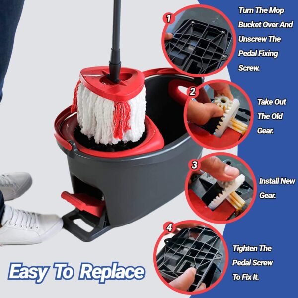 1 Pcs Easy Mop Pedal Broom Spin Replacement One Way Clutch Bearing Bucket Gear Sprockets Repair Suitable for O-Cedar、Vilida、 Market 90% Rotation mop - Image 6