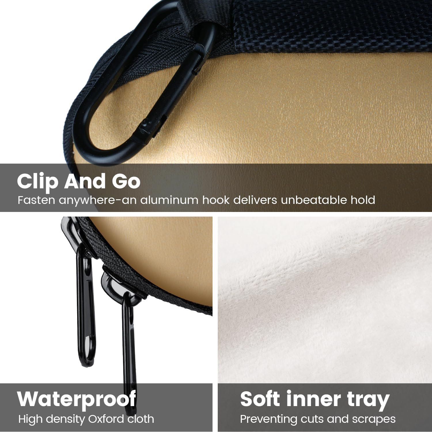 Hard Carrying Case Compatible with Beats Pill Speaker 2024 Version and Adapter Accessories, Lightweight and Portable Protection for Travel and Home Storage, Equipped with Carabiner Clip, Gold - Image 5