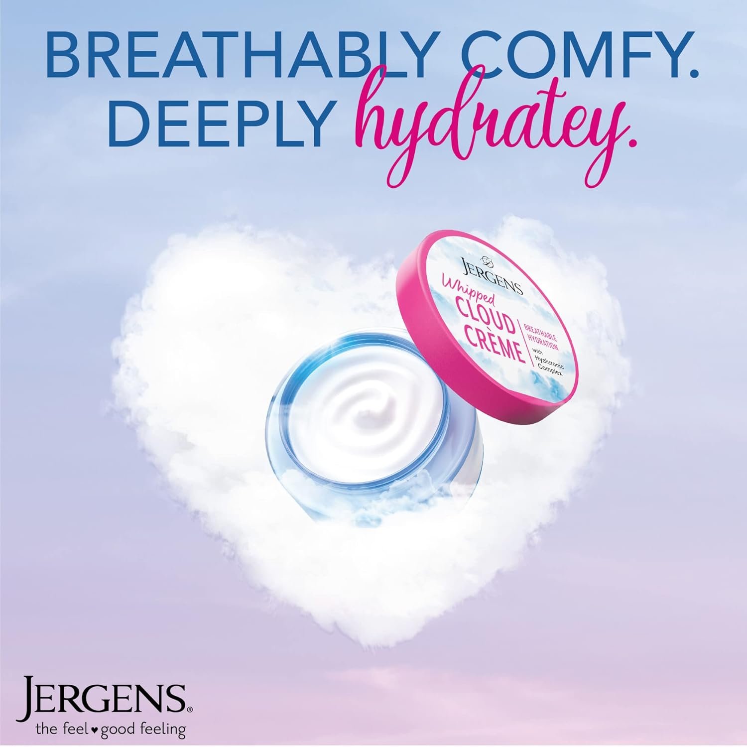 Jergens Whipped Moisturizing Cream, Body and Face Moisturizer for Dry Skin with Hyaluronic Complex, Breathable Non-Greasy Hydration, Dermatologist Tested, Paraben and Dye Free, 8 Ounce - Image 5