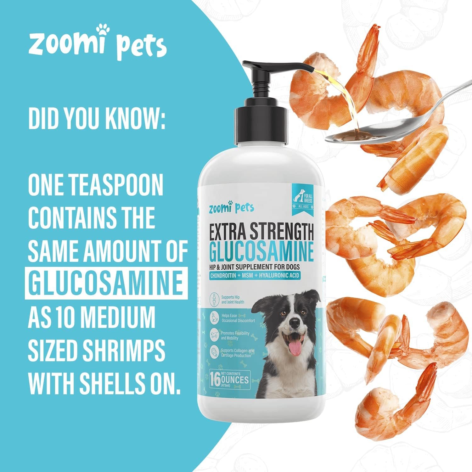 Liquid Glucosamine for Dogs (16oz) - Hip and Joint Supplement with Hyaluronic Acid, MSM, Manganese & Glucosamine Chondroitin for Dogs - Dog Joint Supplement Large Breed, Medium & Small Dogs - Image 7
