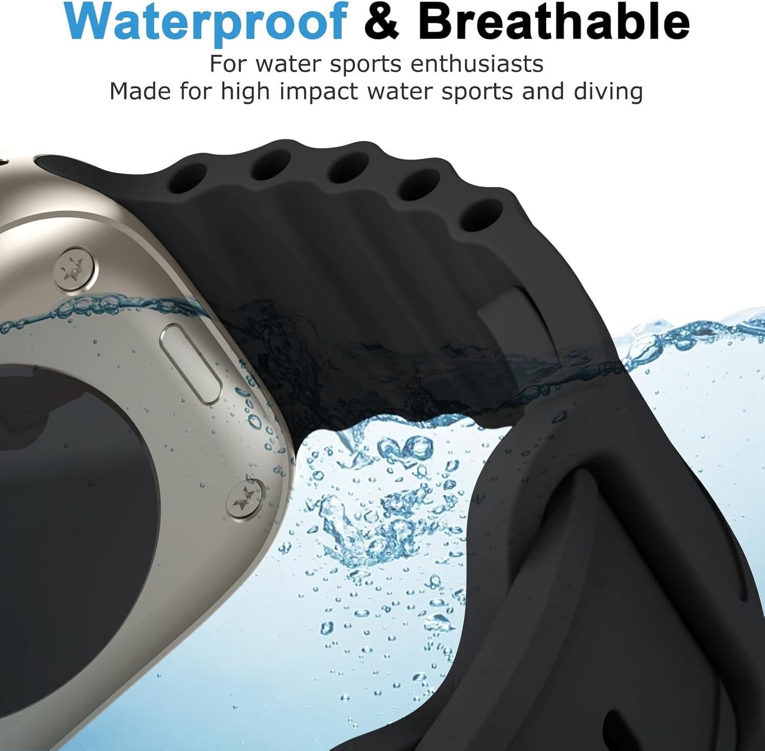 Silicone Ocean Bands Compatible with Apple Watch Band Ultra 49mm 45mm 44mm 41mm 38mm 40mm 42mm for Women Men, Sport Ocean Loop Wristband for iWatch Ultra 2/Ultra SE2/SE Series 109 8 7 6 5 4 3 2 1 - Image 5