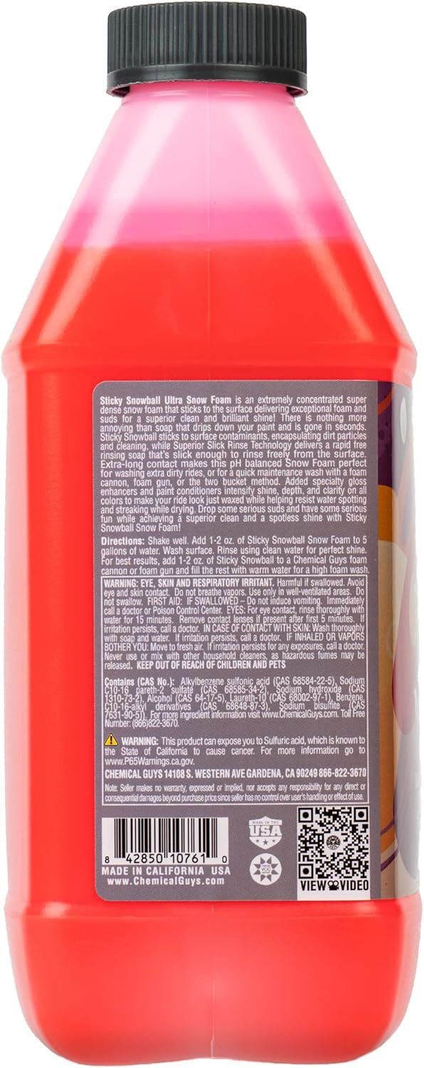 Chemical Guys CWS21564 Sticky Snowball Ultra Snow Foam Car Wash Soap (for Foam Cannons, Foam Guns or Bucket Washes) for Cars, Trucks, Motorcycles, RVs & More 64 fl oz (Half Gallon) Cherry Scent - Image 14
