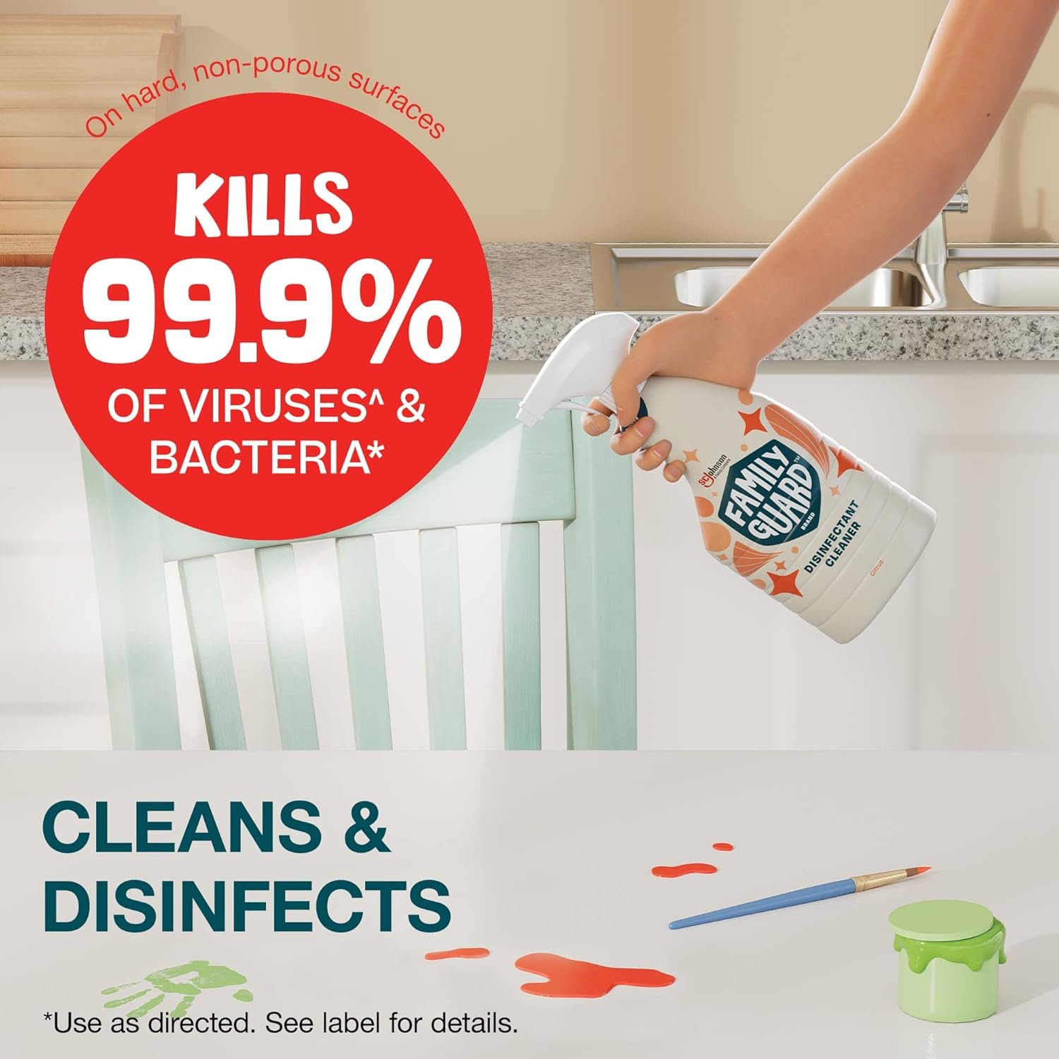 FAMILYGUARD Brand Disinfectant Spray Trigger & Multi Surface Cleaner, Antibacterial Spray, Expertly Formulated for Use In Homes with Children & Pets, Citrus Scent, 32 oz (Pack of 3) - Image 4