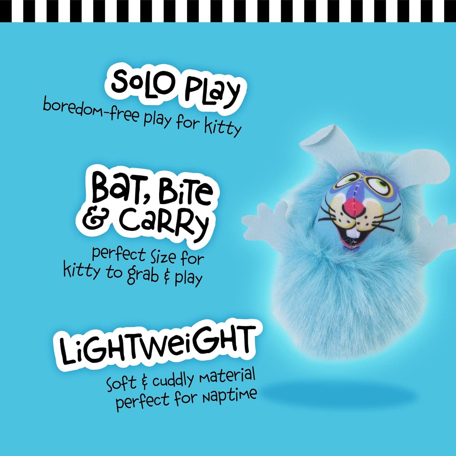 FAT CAT Fluff Bunnies Cat Toys - Catnip Kicker Toy, Pack of 1 (Blue or Pink) - Image 5